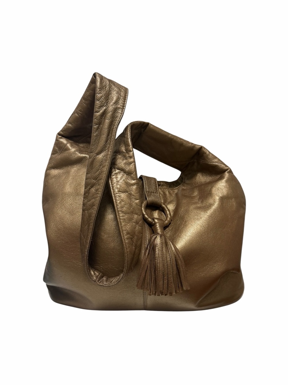 Viva Crinkled Metallic Bronze Leather Handbag
